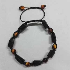 Bracciale Unisex regolabile in macramè Energy Bracciale 6mm curativo nero naturale grezzo tormalina ruvida nero con perline fini - Product Image 4