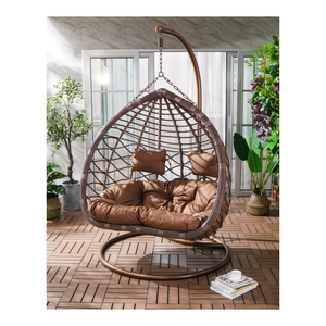 Fauteuil oeuf de jardin suspendu moderne de luxe en rotin personnalisé pour jardin extérieur en PE rotin métal sur pied balançoire de patio - Product Image 2