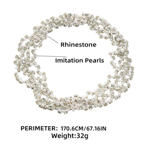 Gioielli di moda 2024 nuove collane lunghe esagerate da donna strass <span class=keywords><strong>maglioni</strong></span> di perle a catena collane di perline in argento accessori - Product Image 6