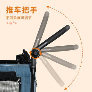 Poussette pour animaux de compagnie de taille moyenne à grande, scooter portable pour les sorties, le camping, les promenades avec chats et chiens, poussette double usage - Product Image 1