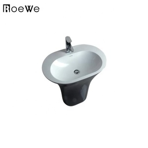 Fregadero de pedestal de pie de piedra fundida compuesto de resina negro, <span class=keywords><strong>lavabo</strong></span> de lavado de manos para baño <span class=keywords><strong>lavabo</strong></span> independiente de superficie sólida - Product Image 6
