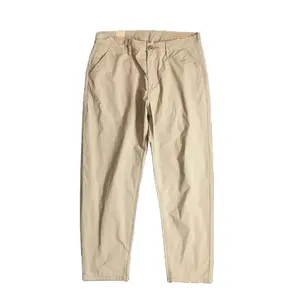 Luz cáqui calças masculinas chinos logotipo personalizado homem sarja de algodão chino calças mens chinos