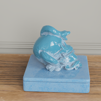 Brûleur d'encens en céramique en gros d'usine, support de fumée en céramique, brûleur aromatique bleu rustique en forme de crâne de serpent enroulé