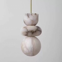 Lampe suspendue sphérique LED en marbre naturel espagnol, tout en cuivre, style nordique, applique murale minimaliste en albâtre, lampe de chevet pour chambre moyenne