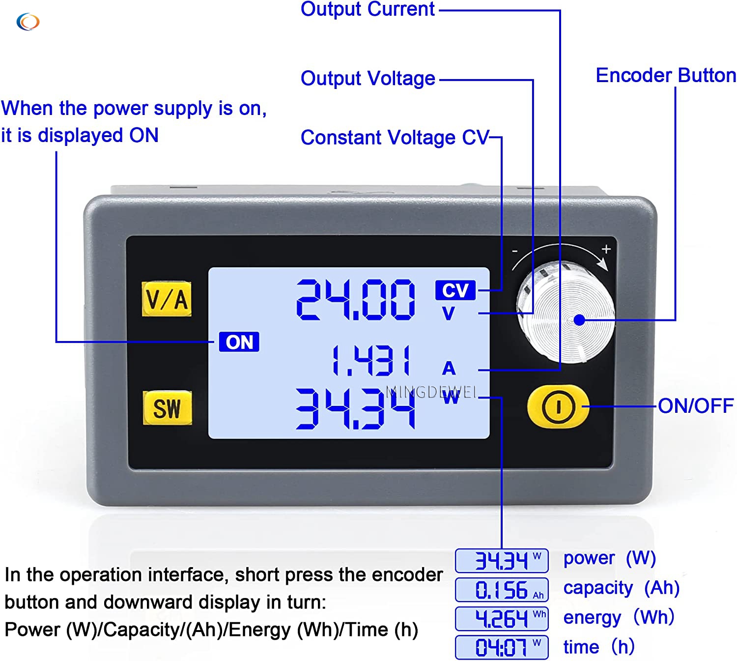 DC Boost Buck Convertisseur de Tension Régulateur de tension variable CC CV 0,5-30V 4A 5V 6V 12V 24V Module d'alimentation de puissance de laboratoire réglable en tension Affichage LCD