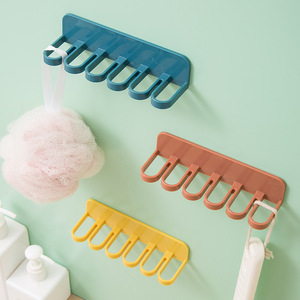 Six Hole Adhesive Hooks No Drilling Required For Kitchen Bathroom Storage Towel Spatula Dishcloth Holder ABS Material - Product Image 4