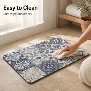 Tapis de bain en diatomite et caoutchouc Jacey, absorbant l'eau, séchage rapide, motif carreaux, antidérapant, 50x80cm pour salle de bain - Product Image 3