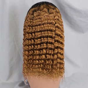 Dichte 200% 1B/30 Virgin Hair Lace Front Perücke 13x4 Transparente Spitze Deep Wave Hair Curly Perücken Echthaar Perücken Frontal Lace Bob - Product Image 2