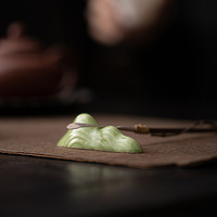 Soporte para Pinceles de Cerámica Celadon Hecho a Mano con Diseño de Montaña, para Ceremonia del Té Chino Gongfu, Decoración Zen para Escritorio, Herramienta para Té