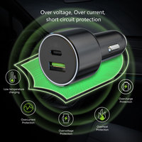 Chargeur de voiture USB C super rapide 100W PD 3.0 QC 3.0 double port type C pour ordinateur portable, tablette, smartphone