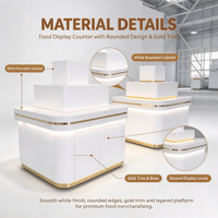 Comptoir de présentation pour boulangerie, vitrine de présentation pour desserts et aliments, table de présentation incurvée pour boulangerie, personnalisation complète du magasin