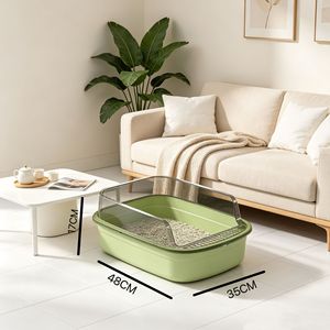 Cat Litter Box Extra Large Semi Enclosed Odor Proof Rectangle For Cats And Dogs - Product Image 3
