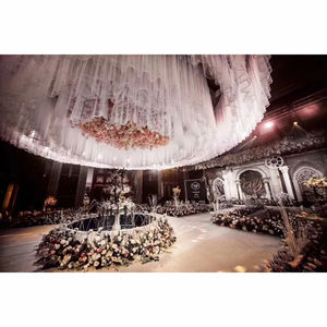 Tissu de mousseline de soie de <span class=keywords><strong>mariage</strong></span> de luxe drapé décorations de toile de fond tente plafond Swag rideau suspendu pour événements et fêtes - Product Image 5