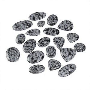 Cabujón de Obsidiana Copo de Nieve Natural de Alta Calidad, Liso, Calibrado, Pulido, con Reverso Plano, para Fabricación de Joyas, Venta al por Mayor, Tercera Categoría - Product Image 1