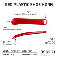 Chausse-pied plat en plastique PP personnalisé de 19 cm (7,5 pouces) de large, avec trou en D intégré, fin (0,25 cm), pour magasin de chaussures, hôtel, cadeau, logo OEM disponible