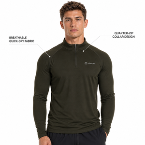 Charlo Men Long Sleeve Training <b>Shirt</b> Quick Dry Performance Fit Quarter <b>Zip</b> Pullover Gym Wholesale Custom OEM GCC - Product Image 2