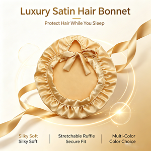 Bonnet de nuit réglable en satin de soie doux pour femme, anti-frisottis, pour dormir - Product Image 2