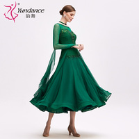 B-24205 nouveauté robe de danse de salon standard international robe de danse de salon longue en mousseline de soie verte de haute qualité à vendre