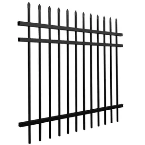 8ft high black powder coated pressed point spear top zinc steel fence