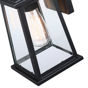 무광 블랙 방수 벽등 1등 야외 벽 랜턴 투명 유리 LED 전구 팜하우스 현관 파티오 벽 조명 - Product Image 6