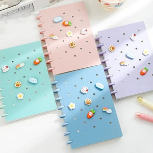 Cuaderno creativo A5 de hojas sueltas – Bloc de notas desmontable con botón de hongo, lindo cuaderno desmontable de doble cara con dibujos animados - Product Image 1