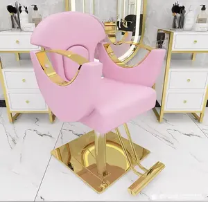 Kursi Salon kecantikan hidrolik, memotong rambut emas Modern untuk Salon rambut