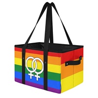 Panier de courses pliable personnalisé, design arc-en-ciel lesbien et gay, pour la marchandise d'exposition et les courses au supermarché