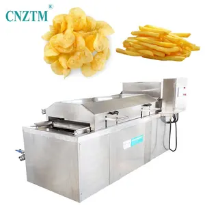 Китайские промышленные конвейерные ленточные масляные фритюрницы, производственная линия для производства картофельных чипсов и картофеля фри