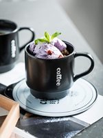 Tasse en céramique de 15 oz pour café, thé, cacao, lait, noir mat, ensemble de tasses à café empilables avec support