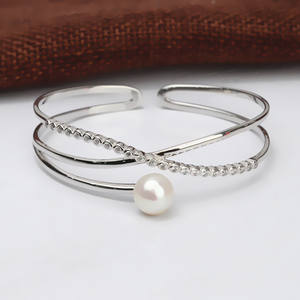 Brazalete de Plata S925 para Mujer, con Perlas de 9-11 mm, Diseño Elegante, Pieza Sólida para Joyería DIY, Bandeja de Accesorios, Brazaletes y Pulseras de Cristal Semi Precioso - Product Image 4