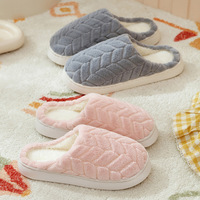 Sandal Rumah Wanita Berbahan Katun, Hangat untuk Musim Dingin, Empuk, Ringan, Alas Lembut, Anti-selip, Motif Kotak-kotak Prisma, Bulu Halus