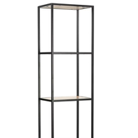 Estantería moderna de hierro/madera, estantería delgada abierta negra para PC/tubo metálico natural/colección de muebles de madera de mango Aara a precio mayorista