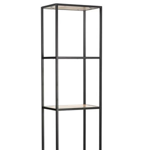 Estantería moderna de hierro/madera, estantería delgada abierta negra para PC/tubo metálico natural/colección de muebles de madera de mango Aara a precio mayorista - Product Image 1