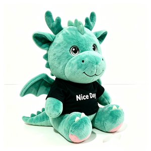 ปรับแต่งมังกรน่ารัก plushie, นั่งมังกรยัดไส้ของเล่น, มังกรผ้ากำมะหยี่กับเสื้อ, ของเล่นตุ๊กตามังกรยัดไส้สัตว์, - Product Image 2