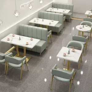 Penjualan Laris Modern Set Furnitur Restoran Kulit Nyaman Toko Roti Makanan Penutup Meja dan Kursi Kustom