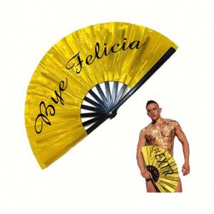 Éventail pliant en bambou écologique de 33 cm avec composants en plastique recyclé, imprimé sur mesure pour la décoration intérieure et le Nouvel An chinois - Product Image 4