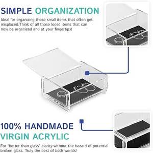 Boîte à fourre-tout ronde en acrylique transparent 3.75 "x 5" avec couvercle à charnière petit stockage polyvalent Keekes bijoux bibelots pour affichage - Product Image 4