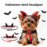 Masque en feutre avec cornes de diable et serre-tête fantaisie à oreilles de chat scintillantes pour chiens et chats - Fournitures de fête - Vente chaude pour Halloween