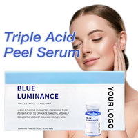 Sérum Peeling Triple Acide Luminescence Bleue pour le Visage à Domicile – Acide Salicylique, Acide Lactique – Peau Éclatante et Jeune – Ampoules Éclaircissantes Personnalisées