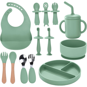 Platos de Silicona Divididos Libres de BPA para Bebés, Vajilla para Bebés y Niños Pequeños, Set de Destete para Bebés, Set de Alimentación de Silicona para Bebés - Product Image 1