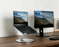 Support rotatif à 360° en aluminium pour ordinateur portable et tablette, compatible avec les ordinateurs portables et iPad jusqu'à 17 pouces, support de bureau antidérapant à double couche renforcée