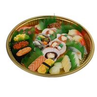 Vente en gros de boîtes à sushi jetables en plastique doré, barquettes d'emballage alimentaire à emporter avec couvercle transparent, épaisseur 1 mm, matériau BOPS/PS