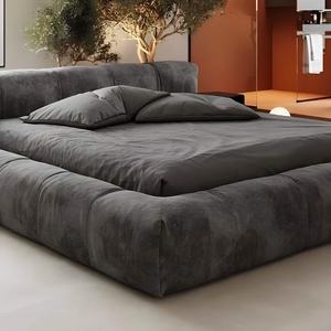 Moderno italiano Platform telaio del <span class=keywords><strong>letto</strong></span> personalizzabile King-Size regina <span class=keywords><strong>letto</strong></span> a castello imbottito Grey velluto testiera per camera da <span class=keywords><strong>letto</strong></span> mobili - Product Image 2