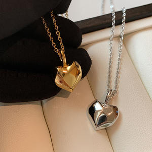 <strong>Fashionable</strong> and Versatile Brass Plated With 18k Gold&amp;Platinum Multi-Faceted Heart Pendant <strong>Necklace</strong> Women's Jewelry Wholesale - Product Image 6