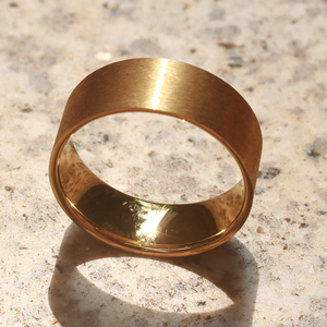 Gostar <strong>Titanium</strong> Steel Flat Gold Plated <strong>Men's</strong> Bands 4-8MM Simple Hip Hop Style <strong>Men</strong> Inlay <strong>Rings</strong> Shell Jewelry <strong>Ring</strong> - Product Image 5