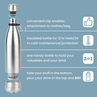 Bouteille d'eau de sécurité Diversion-Étui de sécurité pour bouteille en acier inoxydable, avec compartiments cachés, adapté au stockage d'objets de valeur