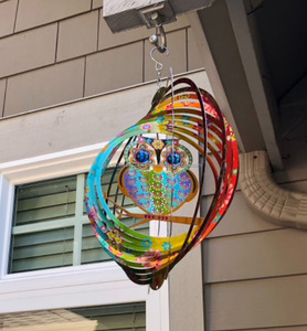 OEM Owl Wind Spinner Mandala 12 pouces en acier inoxydable découpé au laser 3D, sculpture géométrique suspendue en métal, décoration d'art de jardin - Product Image 6