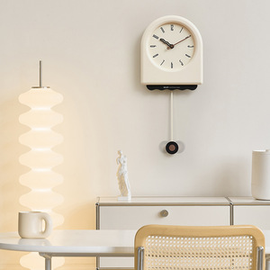 French Style Cream Wall <b>Clock</b> Arched Shape <b>Battery</b> Powered Scanning Mechanism For Living Room Decor - Product Image 3