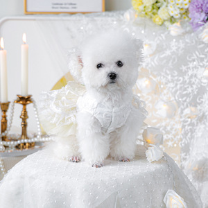Lace Embroidery Dog Wedding Dress Tutu Skirt Pet <b>Clothes</b> <b>Cat</b> Floral Princess Dress Pet Birthday Party Costume - Product Image 2