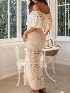 Nouvelle robe longue décontractée en dentelle ajourée pour femme, style châle, du site indépendant russe AliExpress - Product Image 3